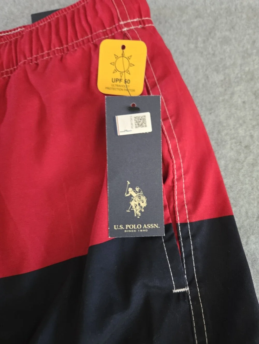 U.S. Polo Assn. - Red / White / Blue Lined Swim Suit Board Shorts - Men 3XL